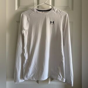 Under Armour Boys White Long-Sleeve Compression Heat Gear Performance Tee XL